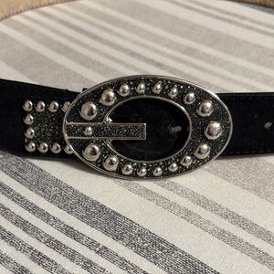 Vintage Guess Black Belt with Silver Studded Buckle